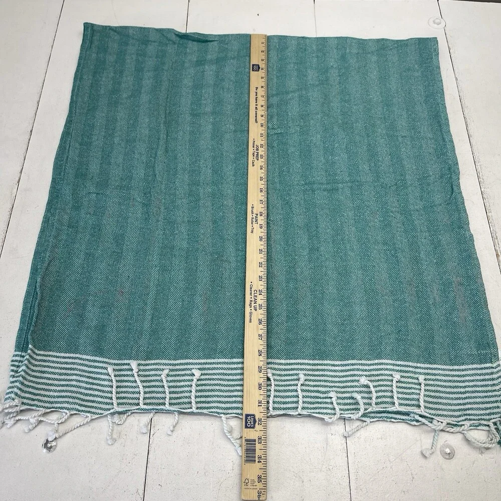 Ilis Home Teal Green Cotton Fringe Tassel Lightweight Beach Towel 64inx30in